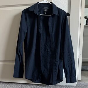 H&M Men's navy Long-Sleeve Shirt Jacket